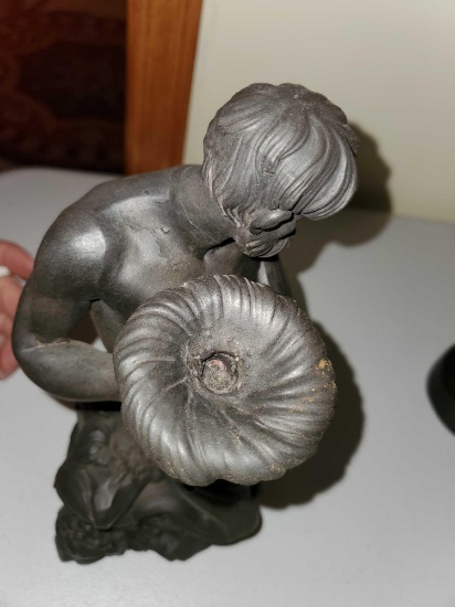 Wedgwood Black Basalt "TRITON" Candlestick