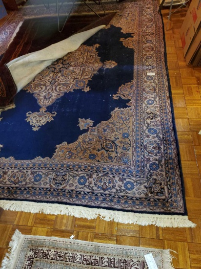 Oriental Style Rug, Machine Loomed, Blues and Cream