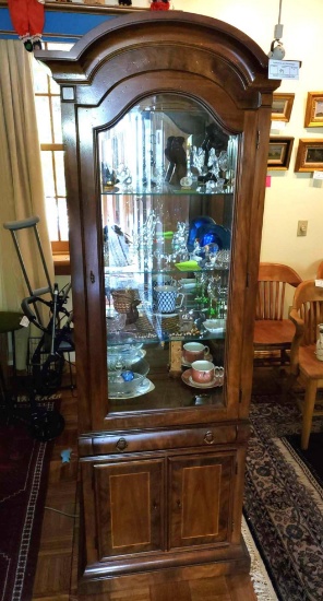 Heritage Brand Curio Cabinet, Solid Wood, Walnut Finish, 4 Shelves, 2 Doors