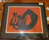 African Art Print, Signed by Costello '73, IV/V, Matted and Framed Under Glass