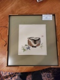 Asian Watercolor, No Artist Signature Visible, Artist Stamped, Framed Under Glass