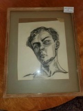 Charcoal Portrait, Framed Under Glass, No Visible Signature