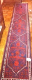 Turkish Runner Rug, 100% Wool, Hand Made, Blue and Burgundy