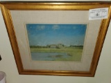 Pastel Landscape, Signed W.C., Framed and Matted Under Glass