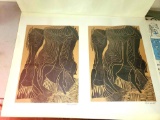 2 - Lucky Sibiya Woodblock Prints, Signed L.Sibiya '71
