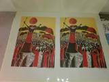 2 Lucky Sibiya Woodblock Prints, Signed L.Sibiya '71