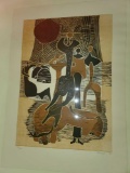 Lucky Sibiya African Print, Signed L. Sibiya '75, Unframed, 169/225