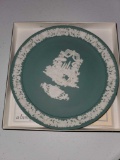Wedgwood Valentine Plate, White on Teal, 1984