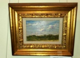 Landscape Oil Painting on Board, No visible Signature, Matted and Framed