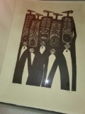 Costello African Woodcut Print, Singend Costello '72, 4/5, Unframed