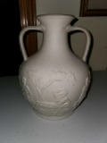 Wedgwood Portland Vase, White, Applied Handles, Decorative on Bottom of Vase