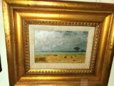 Landscape Oil Painting on Board, Matted and Framed, No Visible Artist Signature