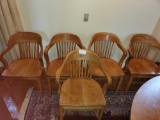 Group of 5 Chairs, Solid Wood, Oak/Maple