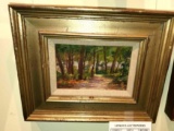 Landscape Oil Painting on Board, No Visible Artist Signature, Matted and Framed