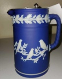 Wedgwood Jasper Ware Syrup Dispenser with Metal Auto-Closing Lid - Dark Blue