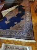 Oriental Style Rug, Machine Loomed, Blues and Cream