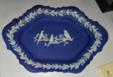 Wedgwood Jasper Ware Shallow Bowl, Bird Motif Dark Blue