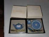 Wedgwood Jasper Ware Blue Teapot and Cup/Saucer - Mini Sized
