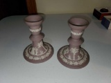 Wedgwood Jasper Ware Candlesticks, 1 Pair - Purple