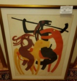 African Art, Signed Costello ' 73, 16/20, Matted and Framed Under Glass