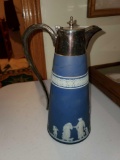 Wedgwood jasper Ware Pitcher, Metal Handle and Lid