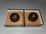2 -Wedgwood Jasper Round Candy Box Miniatures in Box, Terracotta/Black
