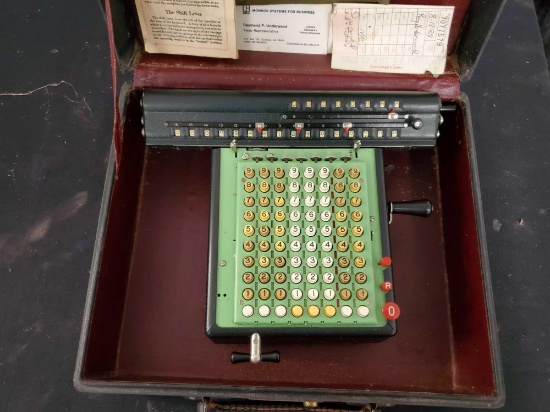 Monroe Model "L" Adding Calculator, With Case and Paperwork