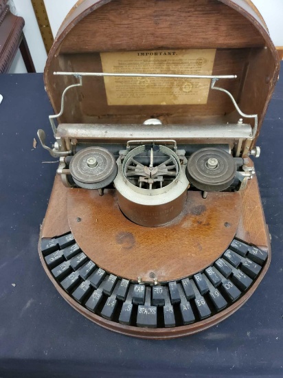 Hammond Typewriter, Curved Keyboard, Wood Keys, No. 1 or 2, Wooden Case