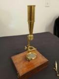 Cary Field Type Microscope, Unknown Maker, Small Original Wood Box
