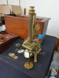 M. Pillischer Microscope, #78, Wood Case and Accessories