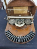 Hammond Typewriter, Curved Keyboard, Wood Keys, No. 1 or 2, Wooden Case