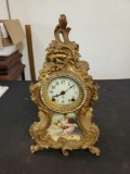 Ansonia Clock Co. Cherubs Clock with Jeweled Glass Cover