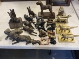 Lot of Dog Figurines, Cast Iton, Brass, and Metal