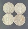 1 lot of 4 Walking Liberty Silver Half Dollars