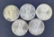 5 Walking Liberty Silver Eagles