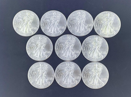 10 2002 Walking Liberty Silver Dollars