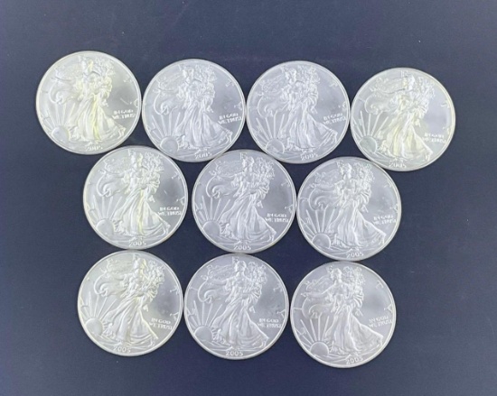 10 2005 Walking Liberty Silver Eagles