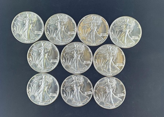 10 1988 Walking Liberty Silver Eagles