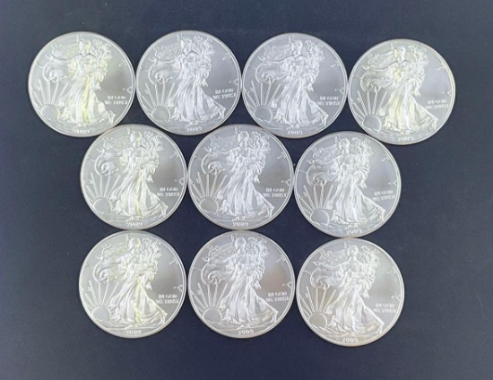 1 lot of 10 2009 Walking Liberty Silver Eagles