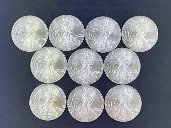 10 2003 Walking Liberty Silver Eagles