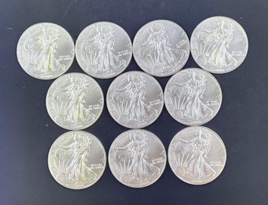 10 2000 Walking Liberty Silver Eagles