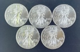 5 2014 Walking Liberty Silver Eagles