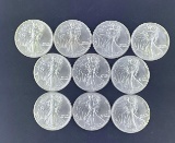 10 1991 Walking Liberty Silver Eagles