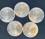 5 1 Oz Silver Buffalo Rounds