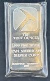 Ten Troy Ounce Silver Bar by Pan American Silver Corp
