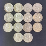 1 lot of 14 Franklin Half Dollars