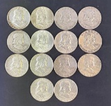 1 lot of 14 Franklin Half Dollars