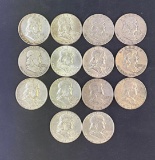 1 lot of 14 Franklin Half Dollars