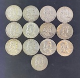 1 lot of 13 Franklin Half Dollars
