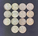 1 lot of 14 Franklin Half Dollars